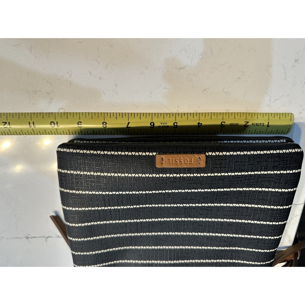 Fossil Black &White Fiona Small Heart Stripes Crossbody Bag Purse - Picture 8 of 9